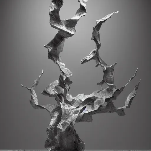 Image similar to rhizomuse, artists impression, cgsociety, abstract sculpture, dramatic intense lighting, deep shadows