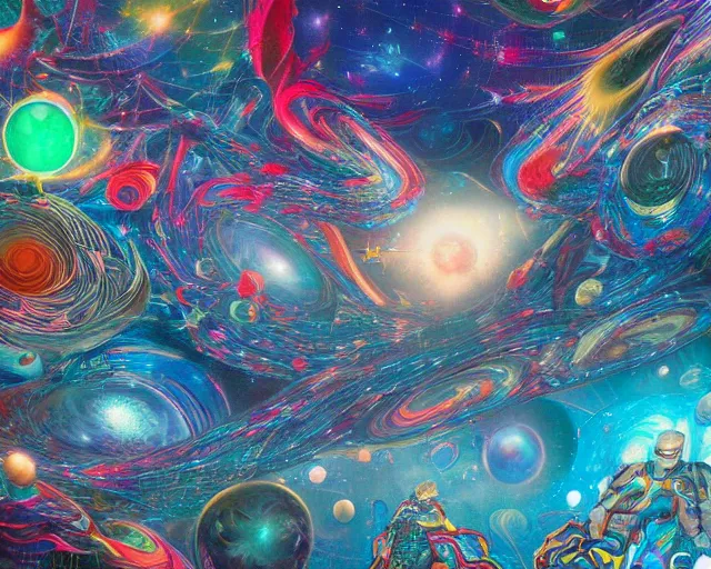 Prompt: multiversal rgb universe depicted by James Jean, award winning, super nova 🐙, octane render, massive scale, interstellar, high-quality, 4k