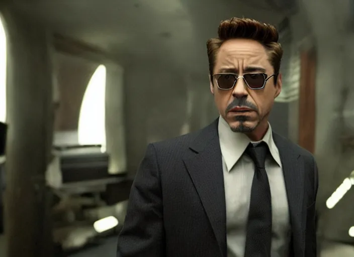 Image similar to film still of Robert Downey Jr as Cobb in Inception, 4k