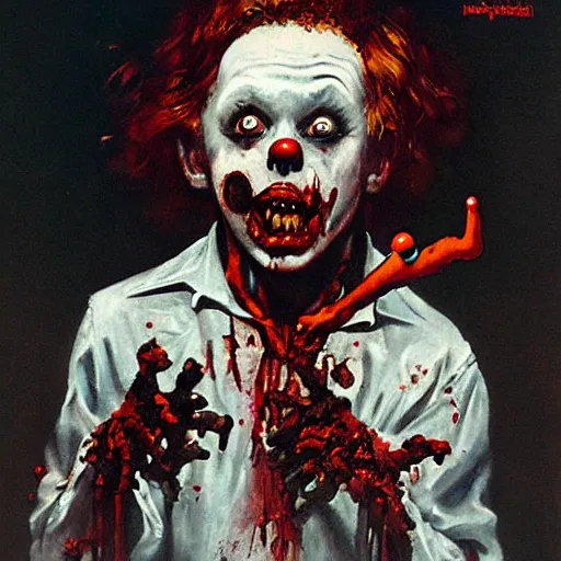 Image similar to zombie creepy clown dark by norman rockwell