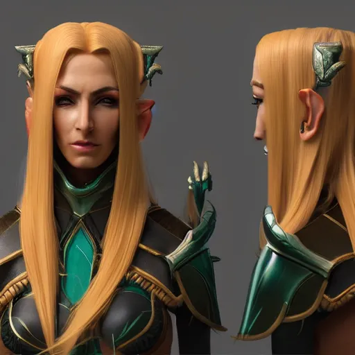 Prompt: portrait of a female high elf with tan skin, 3 d octane render trending on art station 8 k