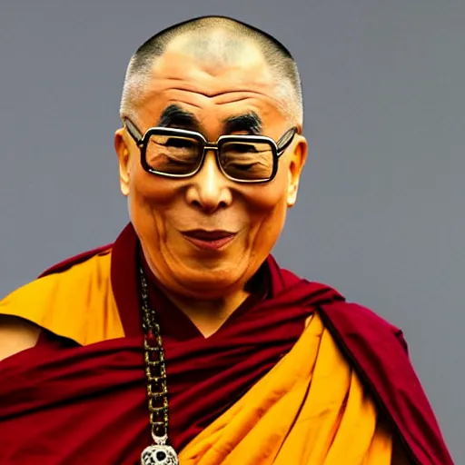 Prompt: dalai - lama with pimp gold necklace