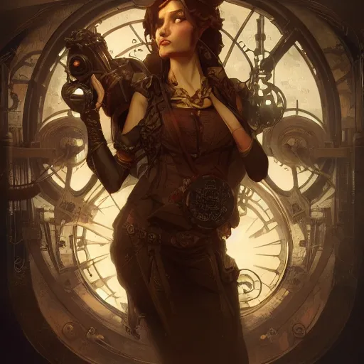 Image similar to steampunk gaming pc powerful, dramatic lighting, intricate, wild, highly detailed, digital painting, cinematic, artstation, concept art, sharp edges and focus, illustration, art by artgerm and greg rutkowski and alphonse mucha