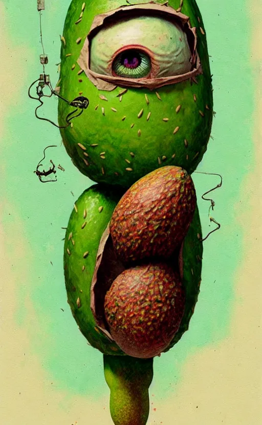 Image similar to anthro avocado creature painting by chiara bautista, beksinski and norman rockwell and greg rutkowski weta studio, and lucasfilm