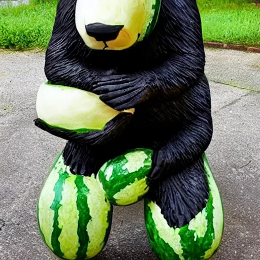 Image similar to watermelon sculpture of a panda