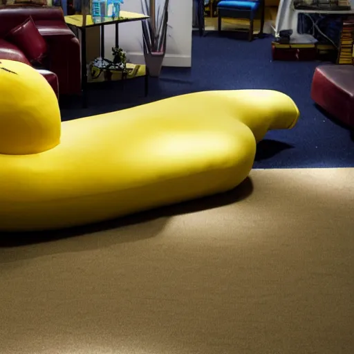 Prompt: a banana-shaped couch