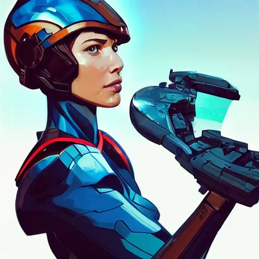 Image similar to a portrait of a stunning beautiful elite gal gadot gundam pilot, with an intricate, detailed, urban inspired hiphop afro futuristic helmet, vector behance hd jesper ejsing, rhads, makoto shinkai, lois van baarle, ilya kuvshinov, rossdraws, hd, 3 2 k, ilya kuvshinov, gustav klimt