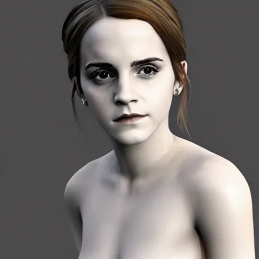 Prompt: emma watson as as a baroque marble statue, hyper realistic, unreal render engine, studio shot, dynamic light, gallery