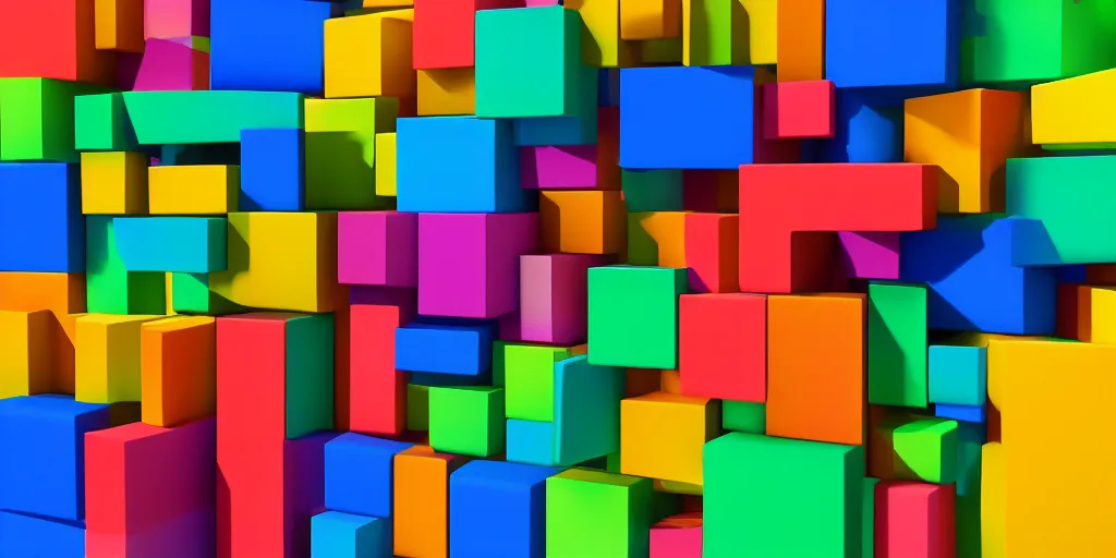 Prompt: full spectrum 3D blocks and shapes 4K