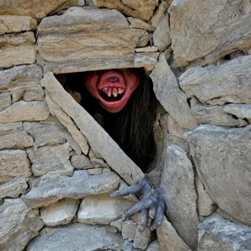 Image similar to goblin inside the wall, photo