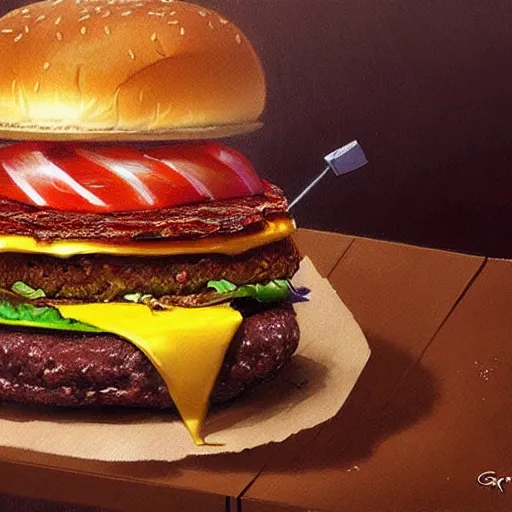 Prompt: a burger with a crown,digital art,ultra realistic,ultra detailed,art by greg rutkowski