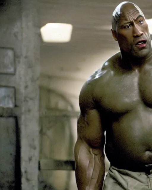 Image similar to film still close - up shot of dwayne johnson as john coffey from the movie the green mile. photographic, photography