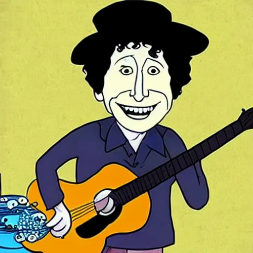 Image similar to bob dylan cartoon in spongebob style