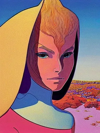 Image similar to a beautiful painting of natalie portman by jean giraud moebius and by studio ghibli, award winning painting, hyperdetailed, detailed