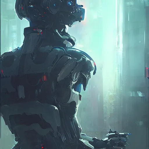 Image similar to the ai upload himself to a human body, sci - fi, cyber punk, greg rutkowski