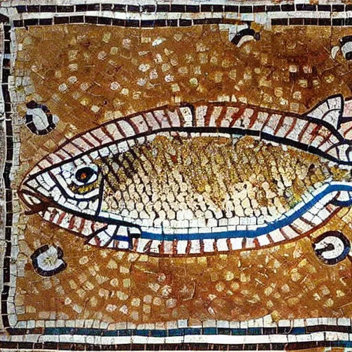 Image similar to roman mosaic of fish from pompeiian villa
