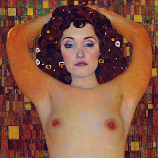 Prompt: full body faye reagan in the style of gustav klimt