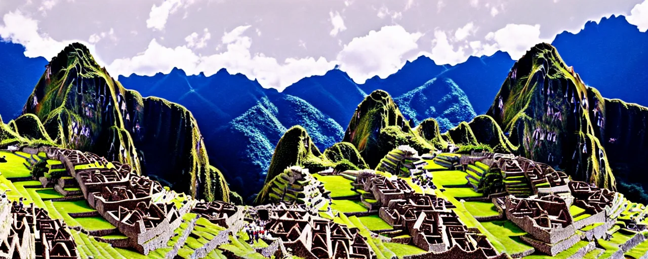 Image similar to machu picchu in the 1 4 0 0 s, with spaghetti, antiquity, canon 5 0 mm, wes anderson, kodachrome