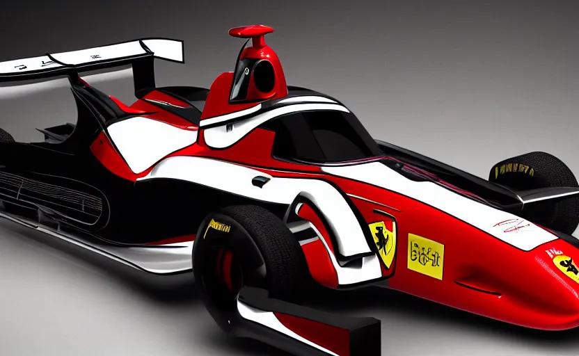 Image similar to retro futuristic ferrari formula 1 car inspired by ferrari 6 4 3, studio lighting,