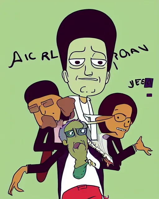 Image similar to portrait of michael jackson in the style of justin roiland. cinematic lighting. style of rick & morty. photographic, photography. by justin roiland