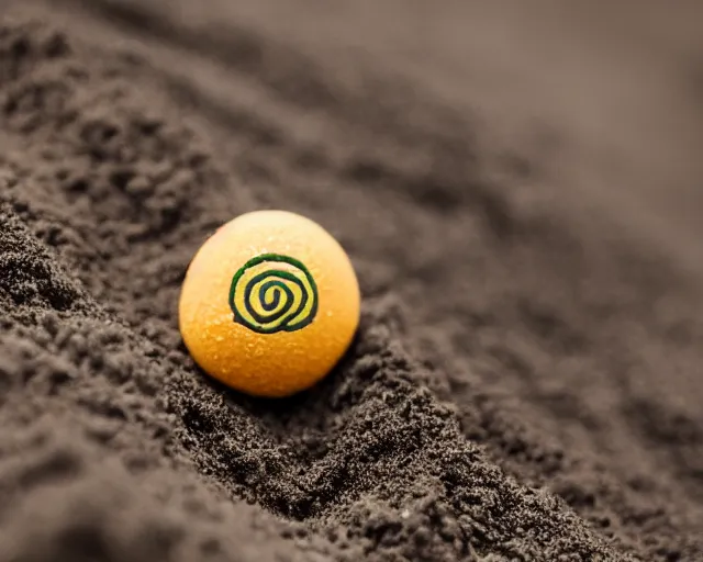 Image similar to 8 5 mm food photography of naruto made of sand near a garden with dof and bokeh and flowers o