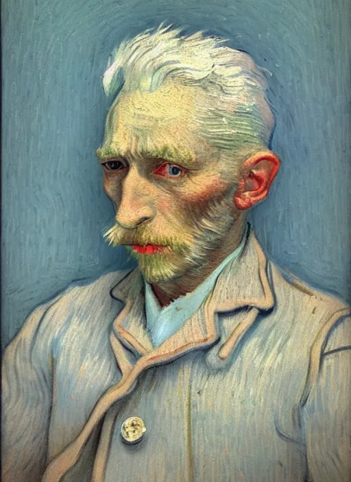 Prompt: portrait of a very old sailor with white hair, detailed realism face in painting, detailed beautiful portrait, expressionist oil painting masterpiece, 8 k resolution, smooth, sharp focus, pastel color palette, trending on artstation, by van gogh