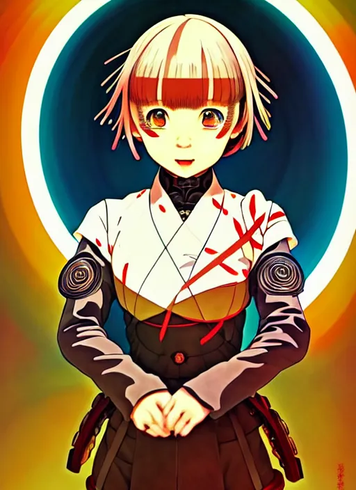 Prompt: yoh yoshinari, ilya kuvshinov colorful anime portrait of shiina ringo, last exile, murata range, fine detail,, dramatic lighting, dynamic composition, cel shading, vivid, rich texture, alphonse mucha, gustav klimt, cinematic, takashi murakami, stippled lighting