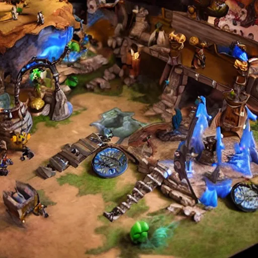 Prompt: a award winning photo of a stopmotion animation filming set of league of legends's map