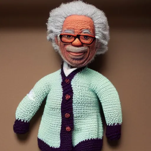 Image similar to knitted morgan freeman doll