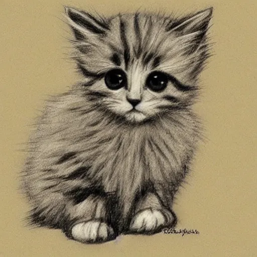 Image similar to pencil sketch of a cute fluffy kitten