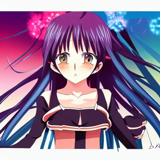 Prompt: Anime Girl. High-Angle shot. 2d Anime Manga drawing. Sharp colors, detailed.