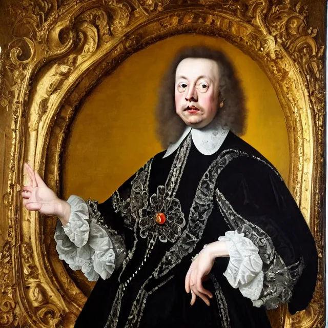 Image similar to baroque dutch portrait painting from 1 6 7 0 of elon musk