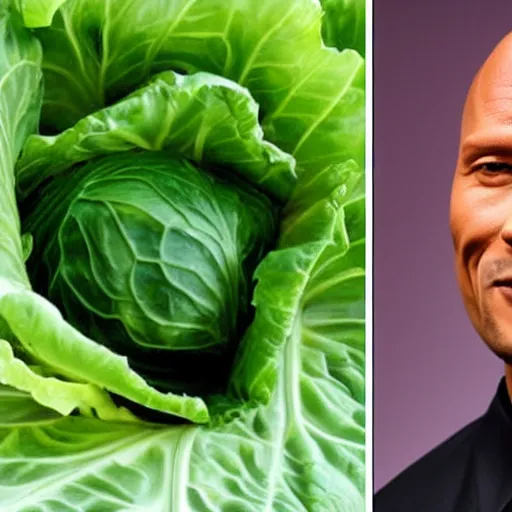 Image similar to cabbage with the face of Dwayne Johnson