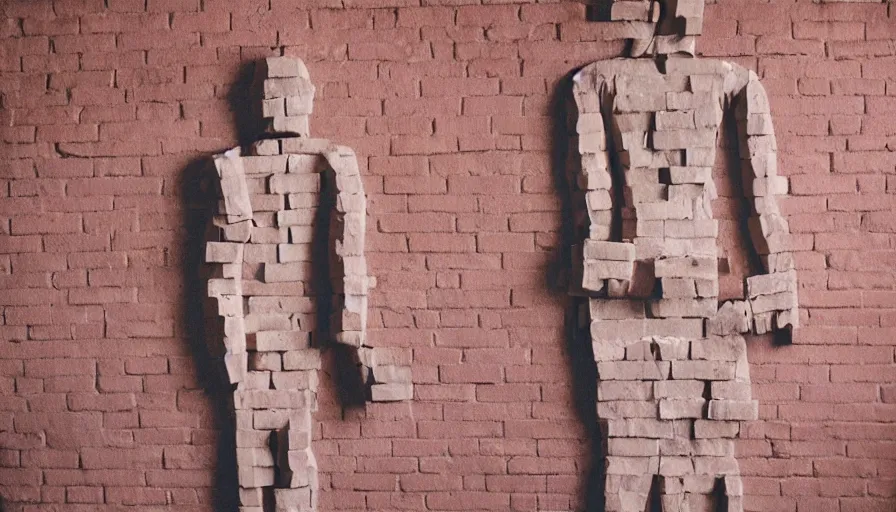 7 0 S Movie Still Of A Man Made Of Brick In The Stable Diffusion 