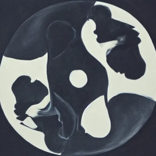 Prompt: an ape and a horse, yin Yang shaped