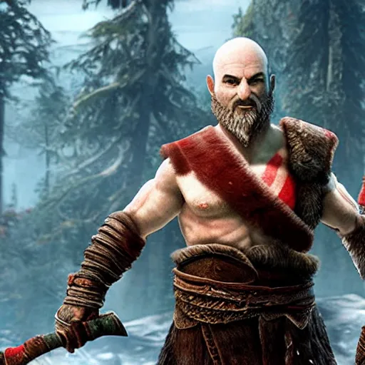 Image similar to bill murray as the protagonist of god of war, screenshot