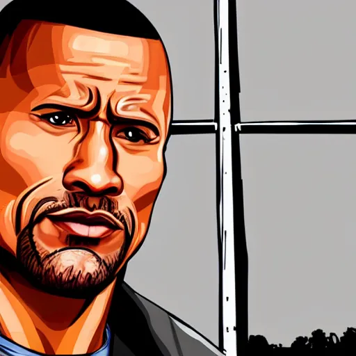 Image similar to Dwayne Johnson in GTA art style