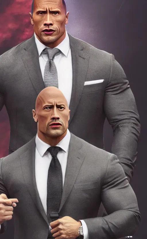 Prompt: dwayne johnson wearing a suit as the president of the united states, dynamic lighting, photorealistic fantasy concept art, trending on art station, stunning visuals, creative, cinematic, ultra detailed