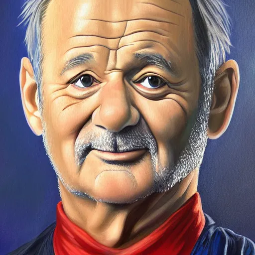 Image similar to close up portrait of bill murray painted by bobby chiu