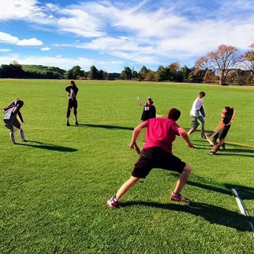 Image similar to “ a photo of a game of ultimate frisbee ”