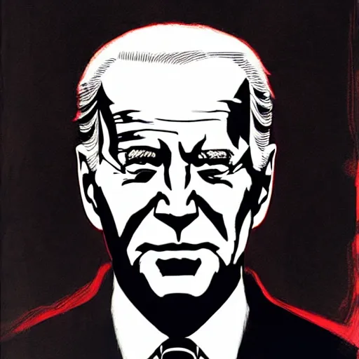 Image similar to Joe Biden looking sinister, by Tsutomu Nihei, highly detailed