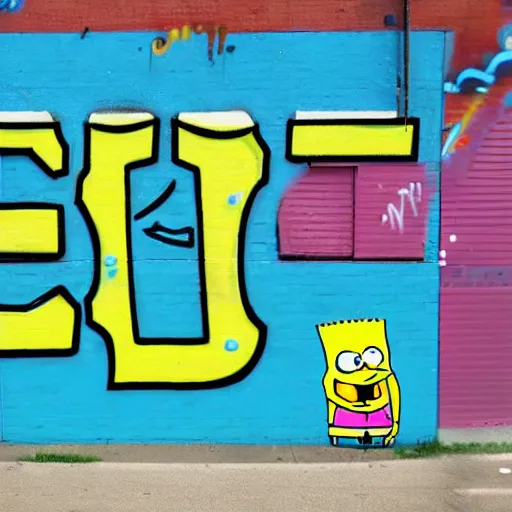 Prompt: spongebob graffiti