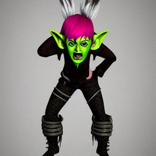 Image similar to eco gotch punk female goblin, 8k