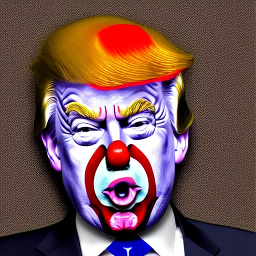 Prompt: donald trump as clown on the day of childbirth, highly detailed, digital art, 4 k