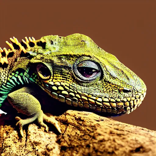 Image similar to the head of a lizard photoshopped onto a gorrilla's body