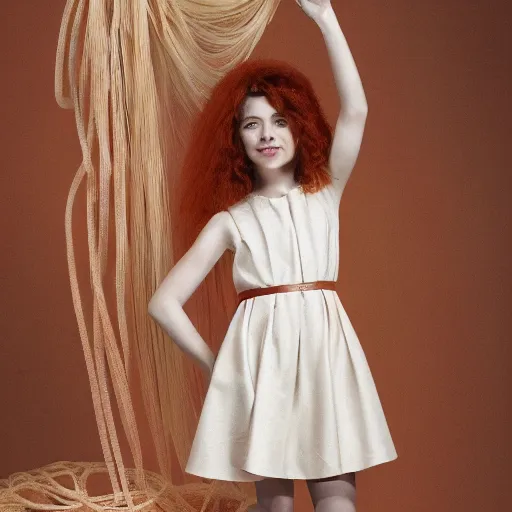 Prompt: catalogue photo of a dress inspired by spaghetti and meatballs