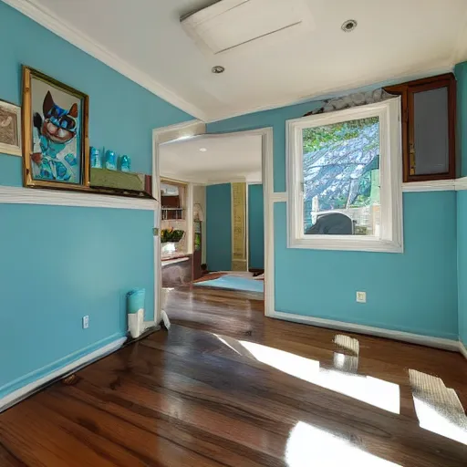 Image similar to Internal Real Estate Photos of a house haunted by smurfs.