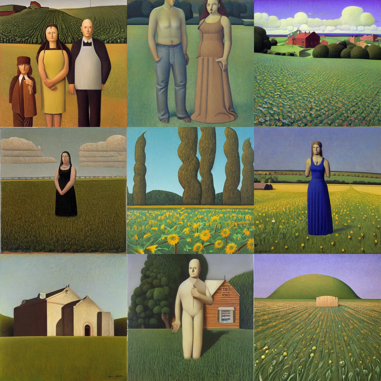 Prompt: artwork by Grant Wood