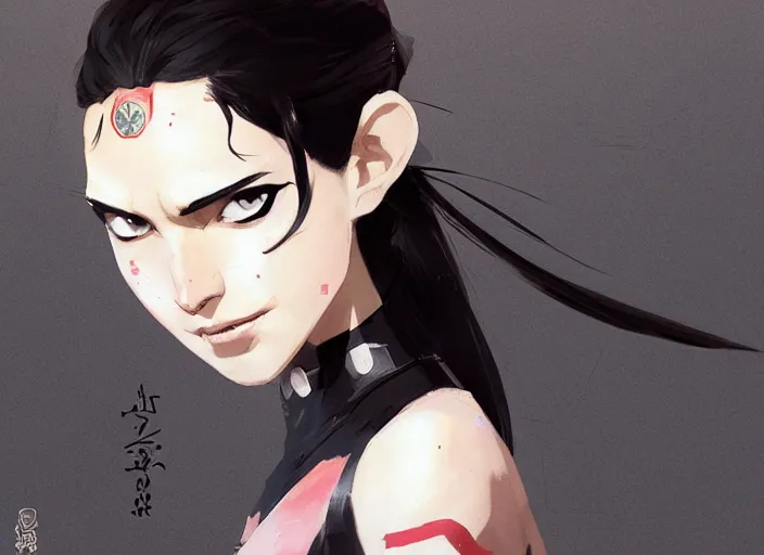 Image similar to model face gal gadot as nezuko from demon slayer ねずこイラスト by artgem by greg rutkowski trending on artstation