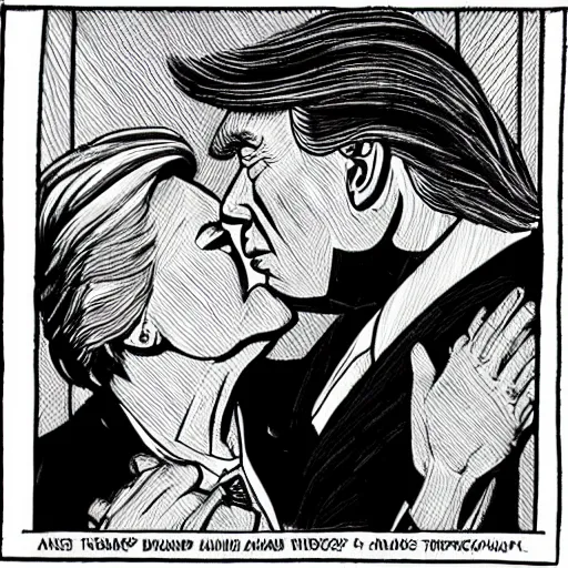 Image similar to donald trump kissing hillary clinton